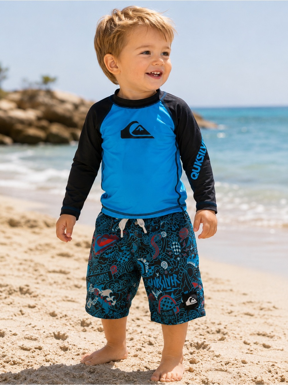 Quiksilver Rash Guard + Board Shorts Set – Size 24M